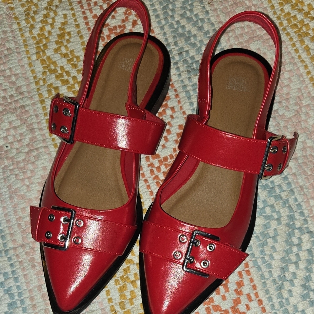 Red Buckled Women's Shoes